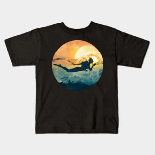 Scuba Diving Retro Sun Set Lovers Men Women Divers Kids T-Shirt